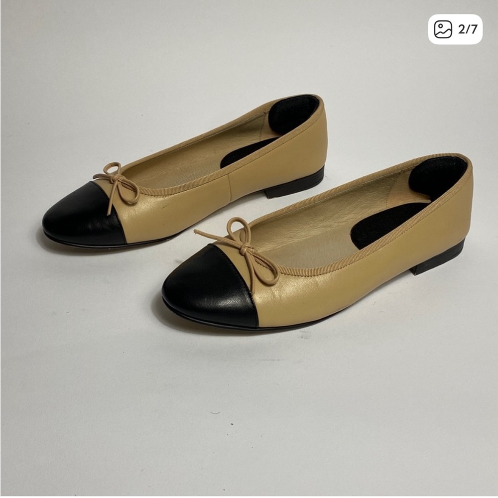 Jeffrey Campbell Classic Black & Tan Real Genuine Leather Ballet Flats! Size 9 - Picture 2 of 7